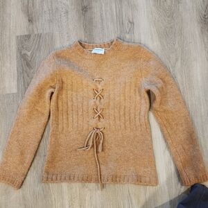 Callahan Camel Lace-Up Sweater